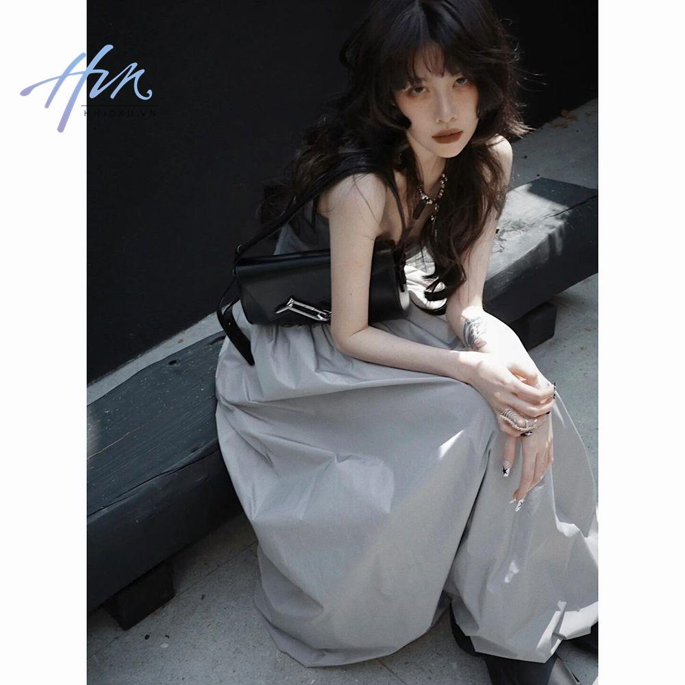 Bộ Áo Ống Xương Cá Màu Trơn Kiểu Bud Váy Phồng Eo Cao Thời Trang Xuân Hè Cho Nữ