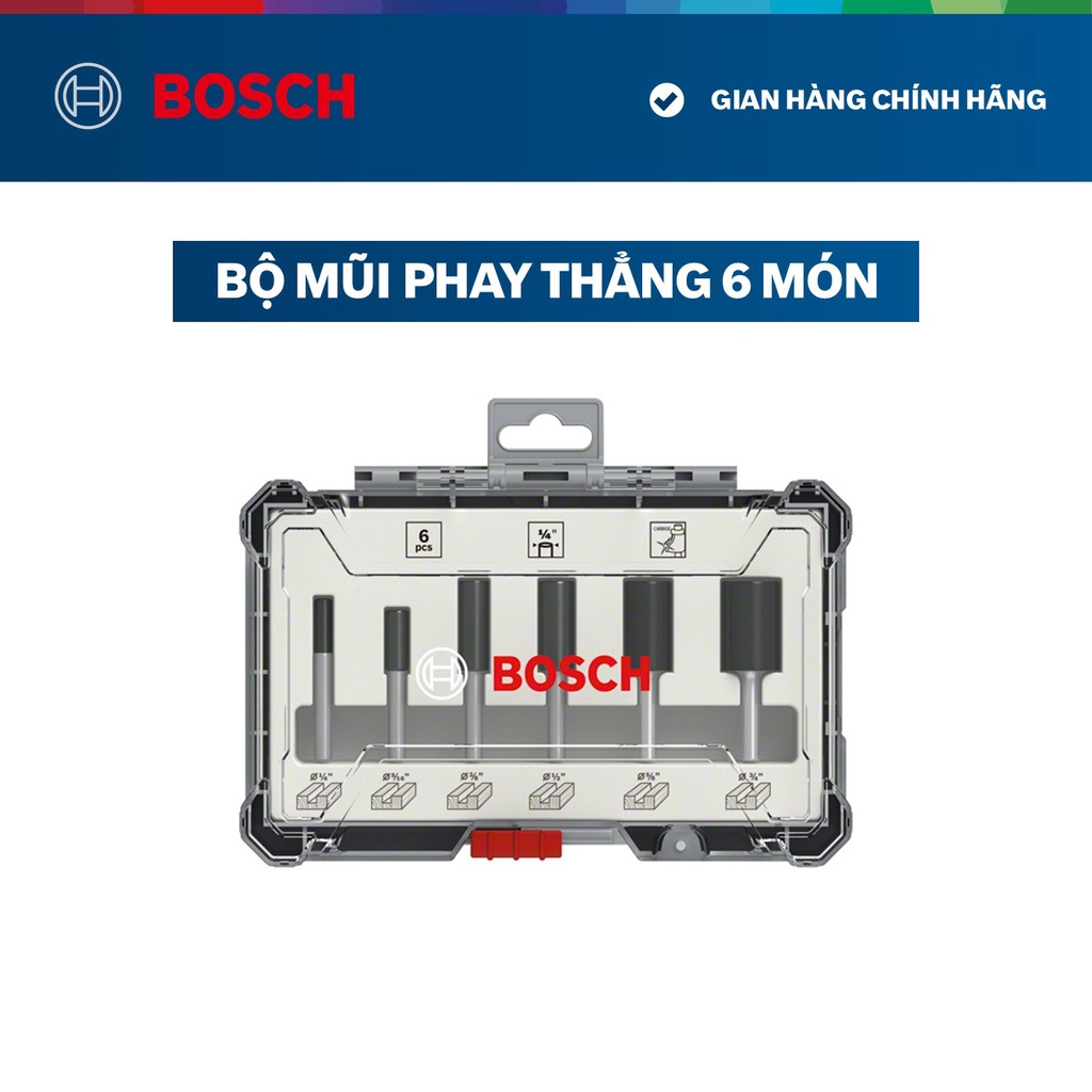 Bộ Mũi Phay Thẳng Bosch 6 Món