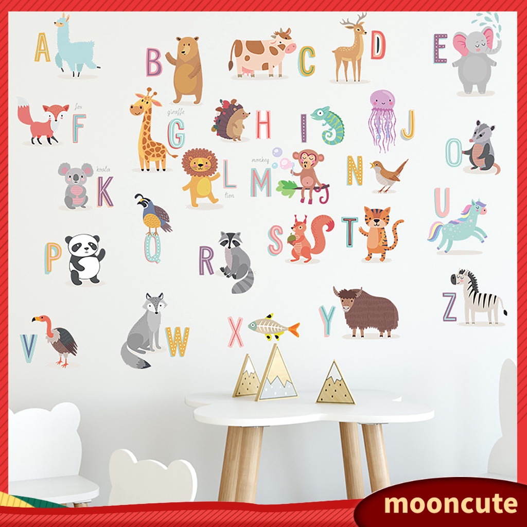 {MOONCUTE} Miếng dán tường trang trí hình chữ cái từ ABC chống rách nhiều màu sắc dành cho phòng trẻ em