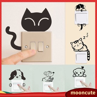 {MOONCUTE} Sticker dán tường trang trí hình chó mèo hoạt hình dễ thương