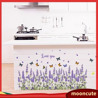 {MOONCUTE} Sticker dán tường hình hoa oải hương và hoa lavender dùng trang trí nhà