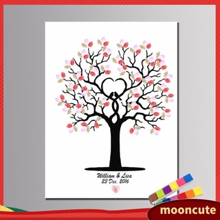 {MOONCUTE} Tranh kí tên bằng dấu vân tay theo phong cách retro dùng cho khách dự tiệc cưới