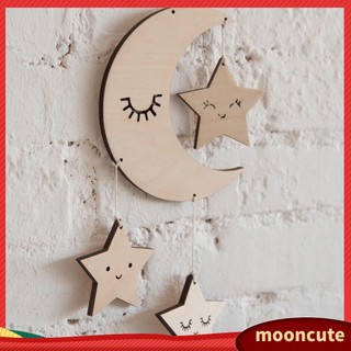 {MOONCUTE} Phụ kiện treo tường trang trí phòng ngủ hình mặt trăng và ngôi sao