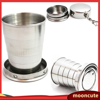 {MOONCUTE} Cốc inox có nắp đậy , có thể xếp lại được , dung tích 75ml MNKG