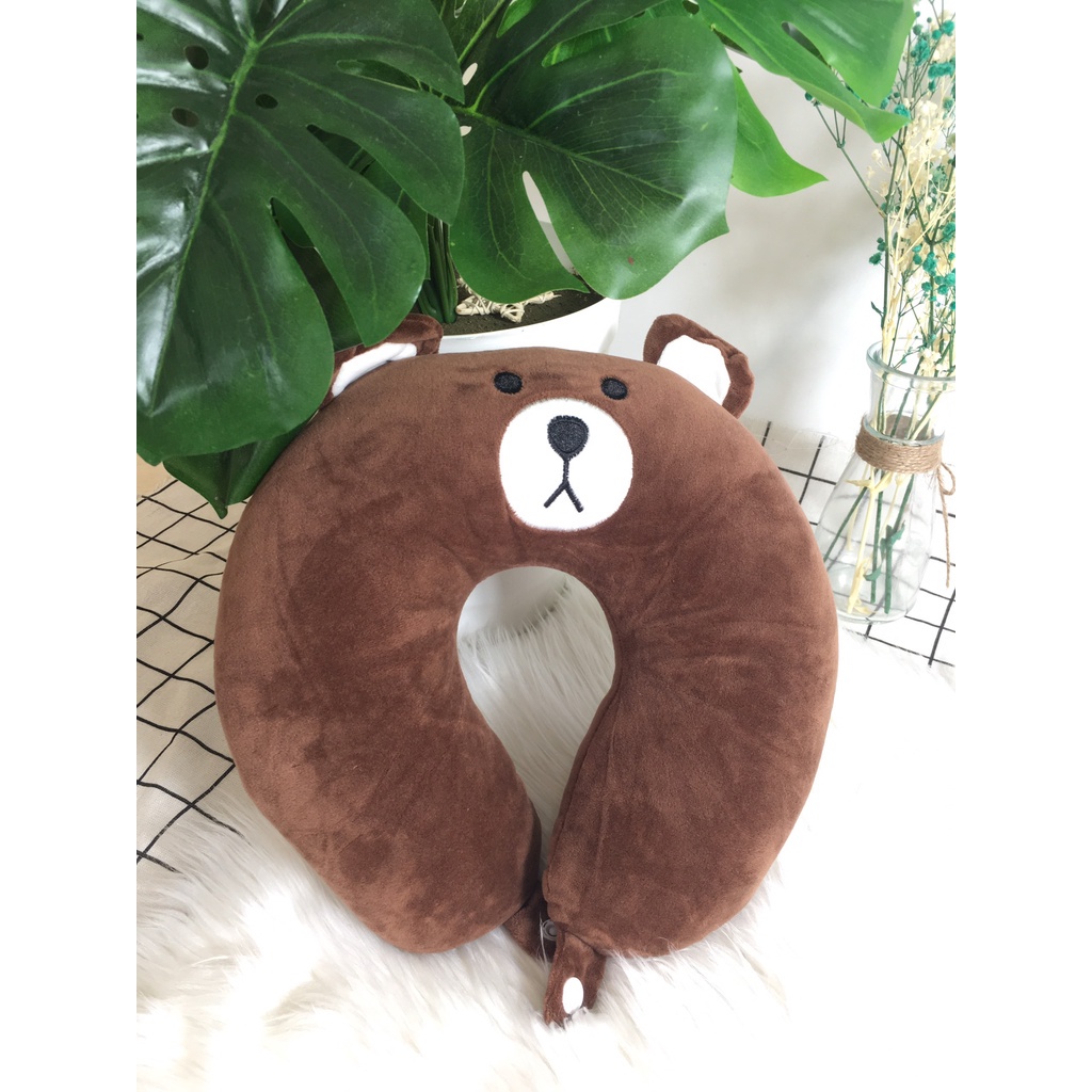 Gối chữ U kê cổ dân văn phòng, đi tàu xe chống mỏi cổ có nút khuy bấm cài tiện lợi