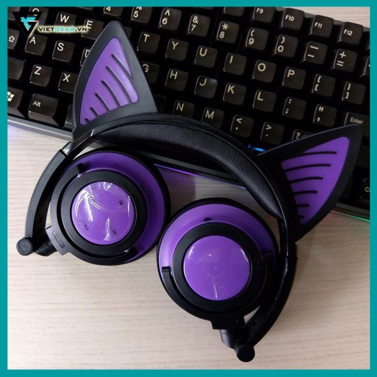 Tai nghe tai mèo Bluetooth Sunshine có led cả ốp và tai mèo, có micro