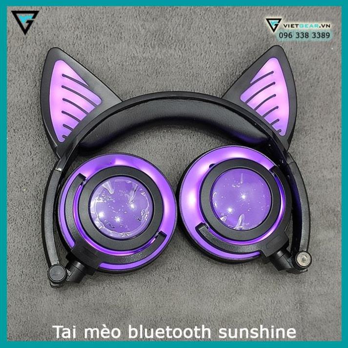 Tai nghe tai mèo Bluetooth Sunshine có led cả ốp và tai mèo, có micro