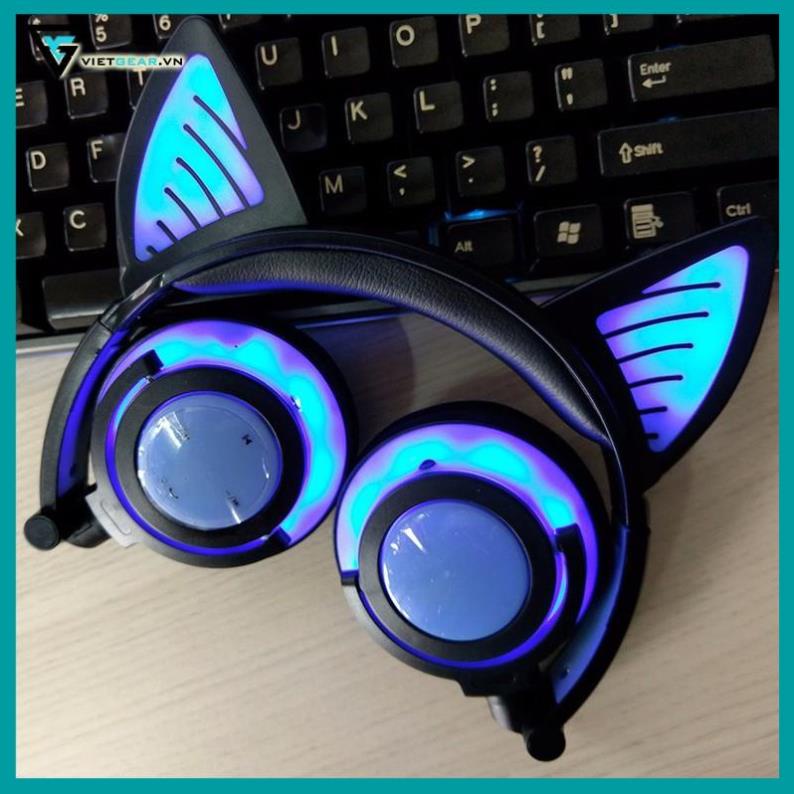 Tai nghe tai mèo Bluetooth Sunshine có led cả ốp và tai mèo, có micro