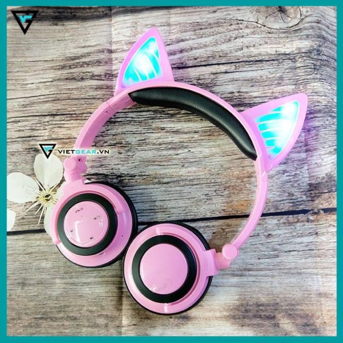 Tai nghe tai mèo Bluetooth Classic, có led tai mèo, có micro