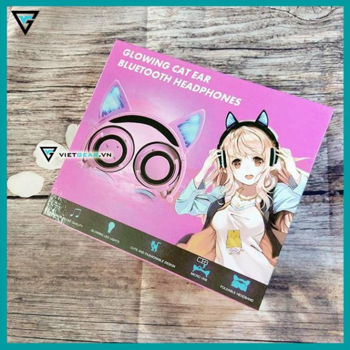 Tai nghe tai mèo Bluetooth Classic, có led tai mèo, có micro