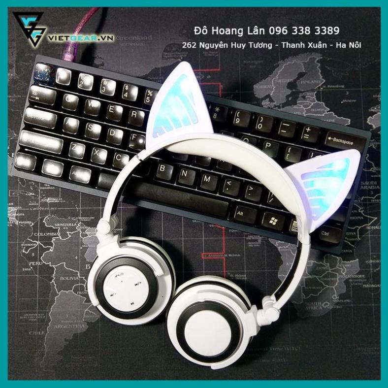Tai nghe tai mèo Bluetooth Classic, có led tai mèo, có micro