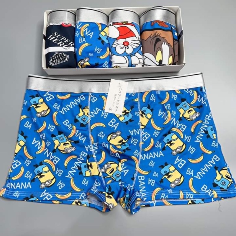 COMBO 5 Quần Boxer Nam DOREAMON Vải Thun Lạnh Co Giãn Bốn Chiều Thoáng Mát