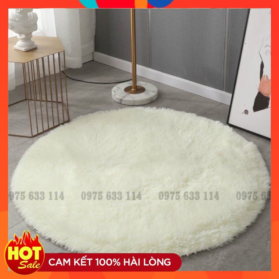 Thảm lông trải sàn ❤️FREESHIP❤️ Thảm lông TRÒN 1m x 1m mềm mịn decor phòng ngủ ,có đế chống trượt cao cấp