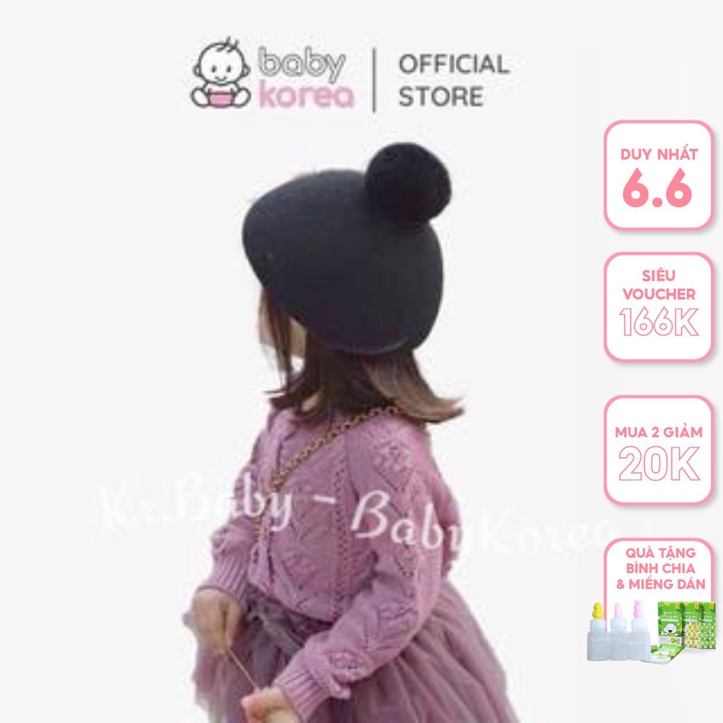 Mũ dạ quả bông đáng yêu made in Korea cho bé từ 2 tuổi thời trang trẻ em BABYKOREA