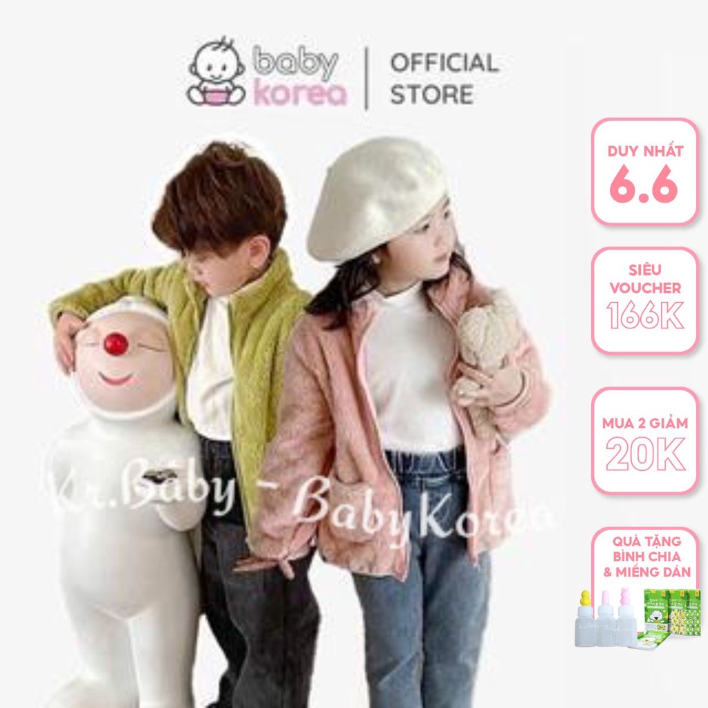 Áo khoác lông mềm mịn ấm áp made in Korea cho bé thời trang trẻ em BABYKOREA