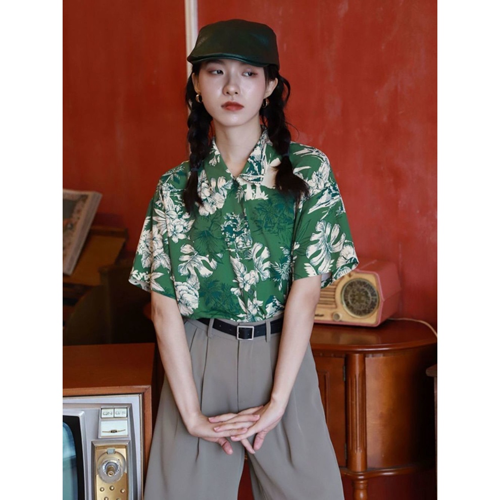 Áo Sơ Mi Tay Ngắn Phong Cách Hawaii Đường Phố Thời Trang Mùa Hè Mới Cho Nữ