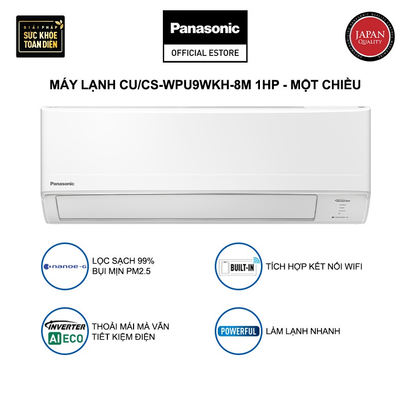 Máy lạnh Panasonic CU/CS-WPU9WKH-8M - Một chiều - Inverter kết nối wifi