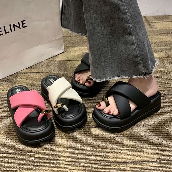 Dép nữ đế cao Dép xỏ ngón chéo đế dày