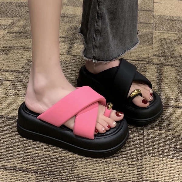 Dép nữ đế cao Dép xỏ ngón chéo đế dày