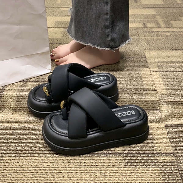 Dép nữ đế cao Dép xỏ ngón chéo đế dày