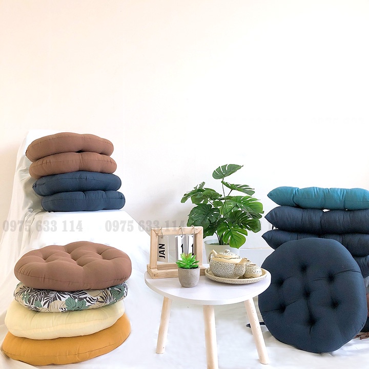 Đệm ngồi bệt 💜FREESHIP💜 Nệm tròn vải đũi 40x40 hàng LOẠI 1 dùng cho ghế văn phòng, decor nhà cửa