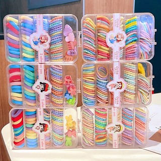 Hộp kẹp chun 65 chi tiết gồm 2 loại chun và kẹp cho bé🍀FREESHIP🍀Dây chun buộc tóc,Kẹp tóc cho bé nhiều màu dễ thương