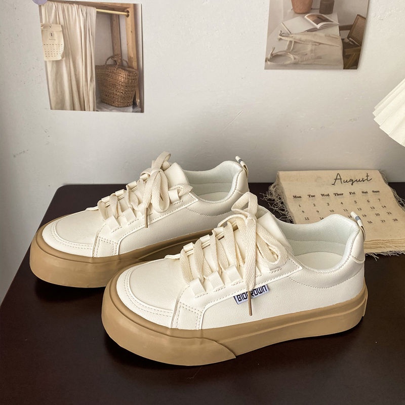 Giày Thể Thao Đế Dày Màu Trắng Phong Cách Hàn Quốc Thời Trang Mùa Thu Cho Nữ
