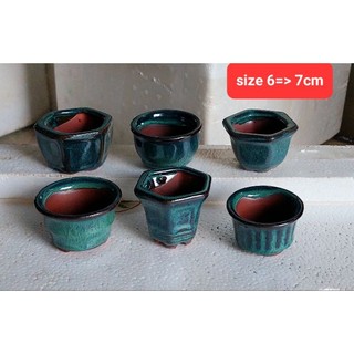 Bộ 06 chậu gốm men hỏa biến trồng sen đá mini