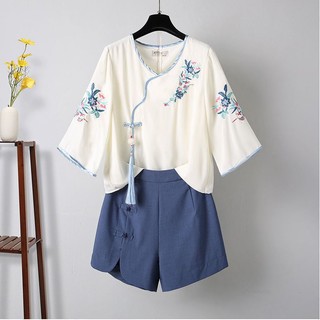 Bộ hán phục cách tân plus size thời trang mùa hè 2023 phong cách retro cho nữ