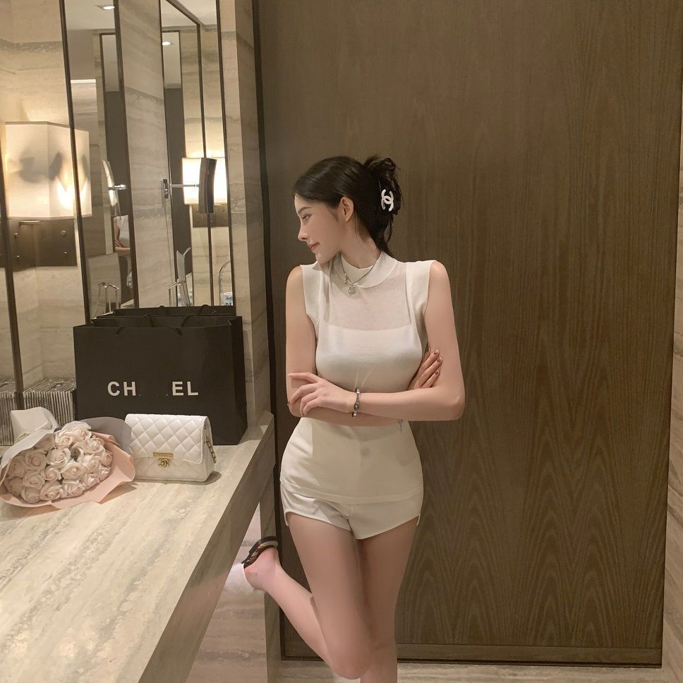 Jiashucheng Quần Short Legging Ôm Dáng Lưng Cao Co Giãn Màu Trắng Lệch Tà Nóng Bỏng Cho Nữ