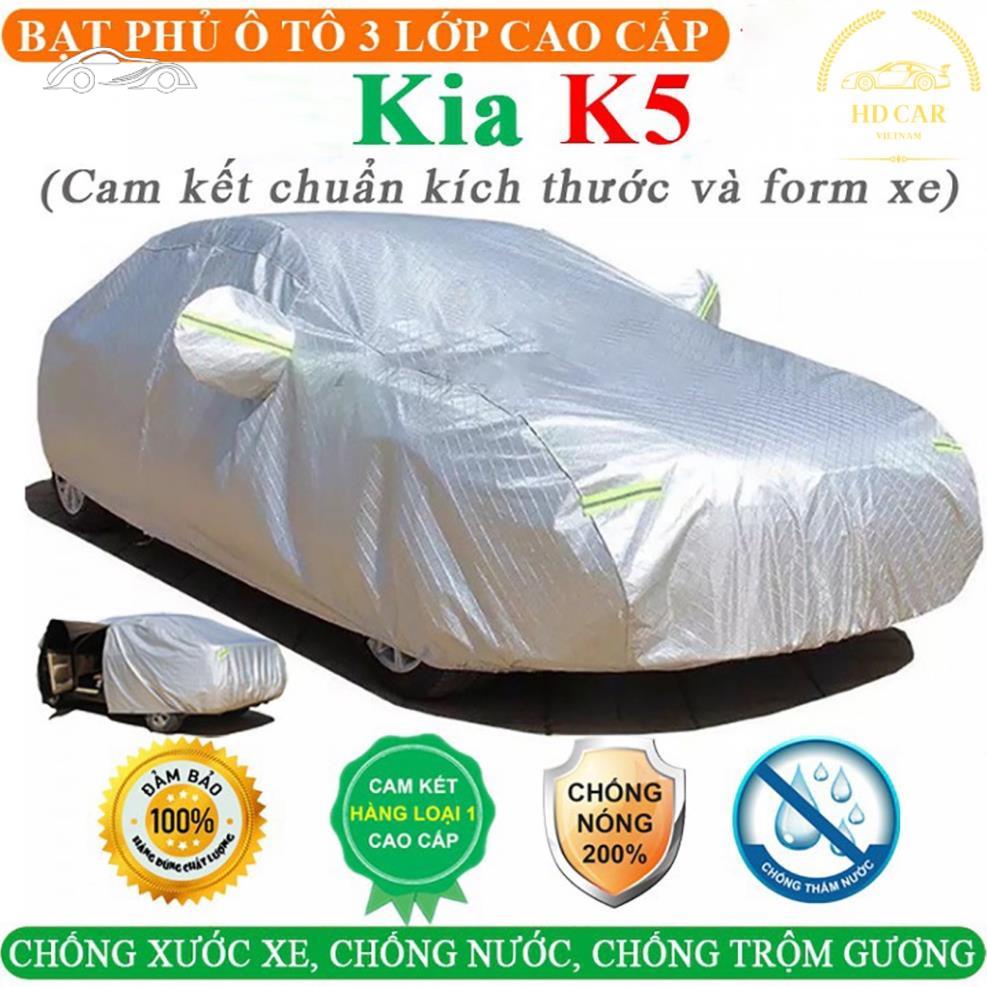 Bạt Phủ Xe Ô Tô KIA K5 3 Lớp Ép Nhiệt Tráng Nhôm, Chống Nắng, Chống Mưa, Chống Cháy – HD CAR - 0852952236