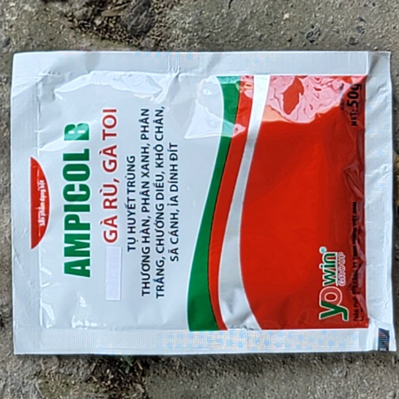 Gói Ampicol B gà rù gà toi, tụ huyết trùng, chướng diều, khô chân, phân xanh, phân trắng dùng cho thú cưng