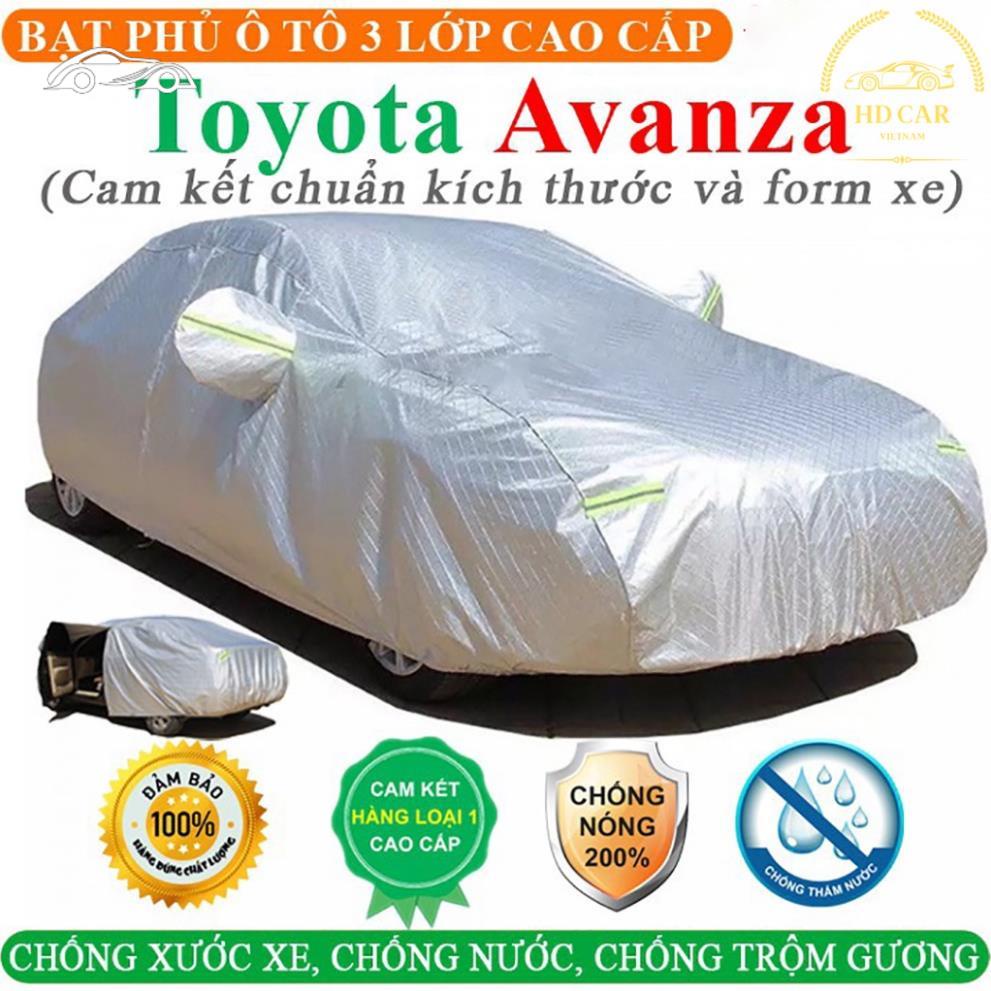 Bạt Phủ Xe Ô Tô TOYOTA AVANZA 3 Lớp Ép Nhiệt Tráng Nhôm, Chống Nắng, C