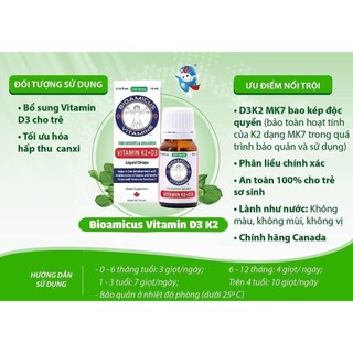 Vitamin K2+D3 BioAmicus 10ml (0M+) giúp bé tăng hấp thu calci