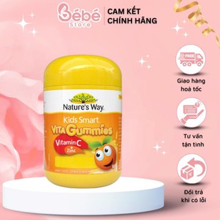 Kẹo dẻo bổ sung vitamin c và kẽm nature's way kids smart vita gummies vitamin c + zinc 60 viên của úc