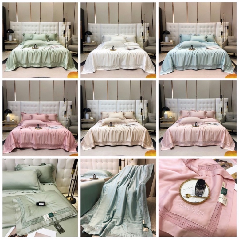 Set tencel chăn hè tơ tằm 140S viền phối ren sang chảnh