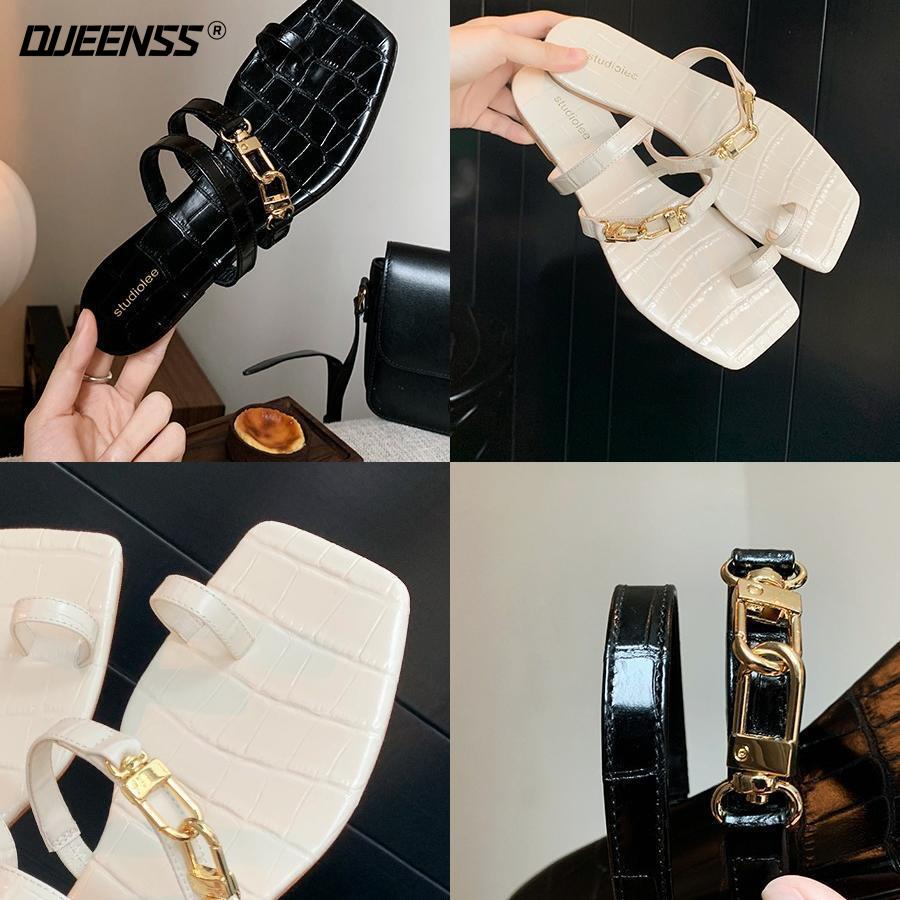 Dép Đế Bằng Mũi Vuông Họa Tiết Da Cá Sấu Thời Trang Cho Nữ