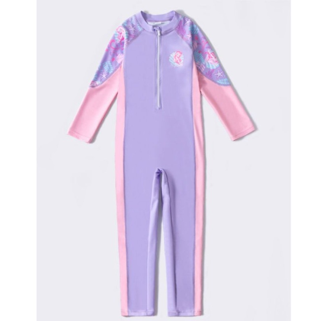 Đồ bơi liền thân tay dài quần dài bé gái YY2266 họa tiết nàng tiên , màu sắc ngọt ngào cho bé hàng hiệu Yuke