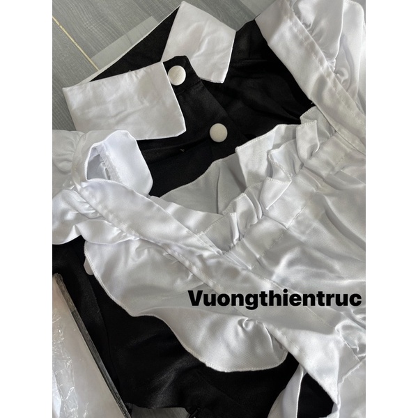 [Có sẵn tặng tất] Maid dài cosplay loại tốt, cúc thật bọc vải, ren dày cao cấp | BigBuy360 - bigbuy360.vn