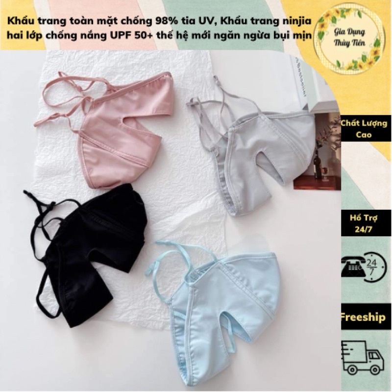 Khẩu trang toàn mặt chống 98% tia UV, Khẩu trang ninjia hai lớp chống nắng UPF 50+ thế hệ mới ngăn ngừa bụi mịn