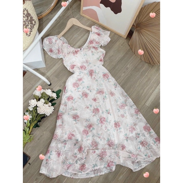 Đầm váy maxi hoa thêu tay cánh tiên hoạ tiết hoa nổi siêu xinh sang chảnh đi biển xuất sắc-MaxiTinTin