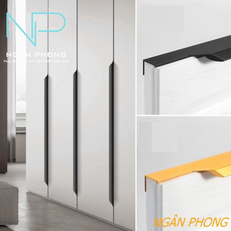 Tay nắm âm tủ chém vát hợp kim nhôm, lắp âm cánh tủ gỗ công nghiệp ko cần soi gỗ