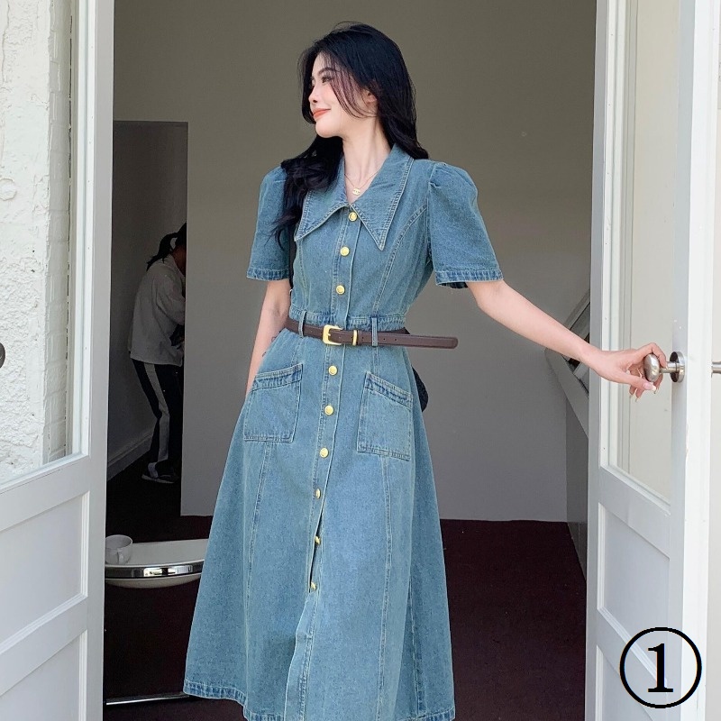 Đầm Denim Dáng Dài Phong Cách Hàn Quốc Thời Trang Mùa Hè 2023 Mới