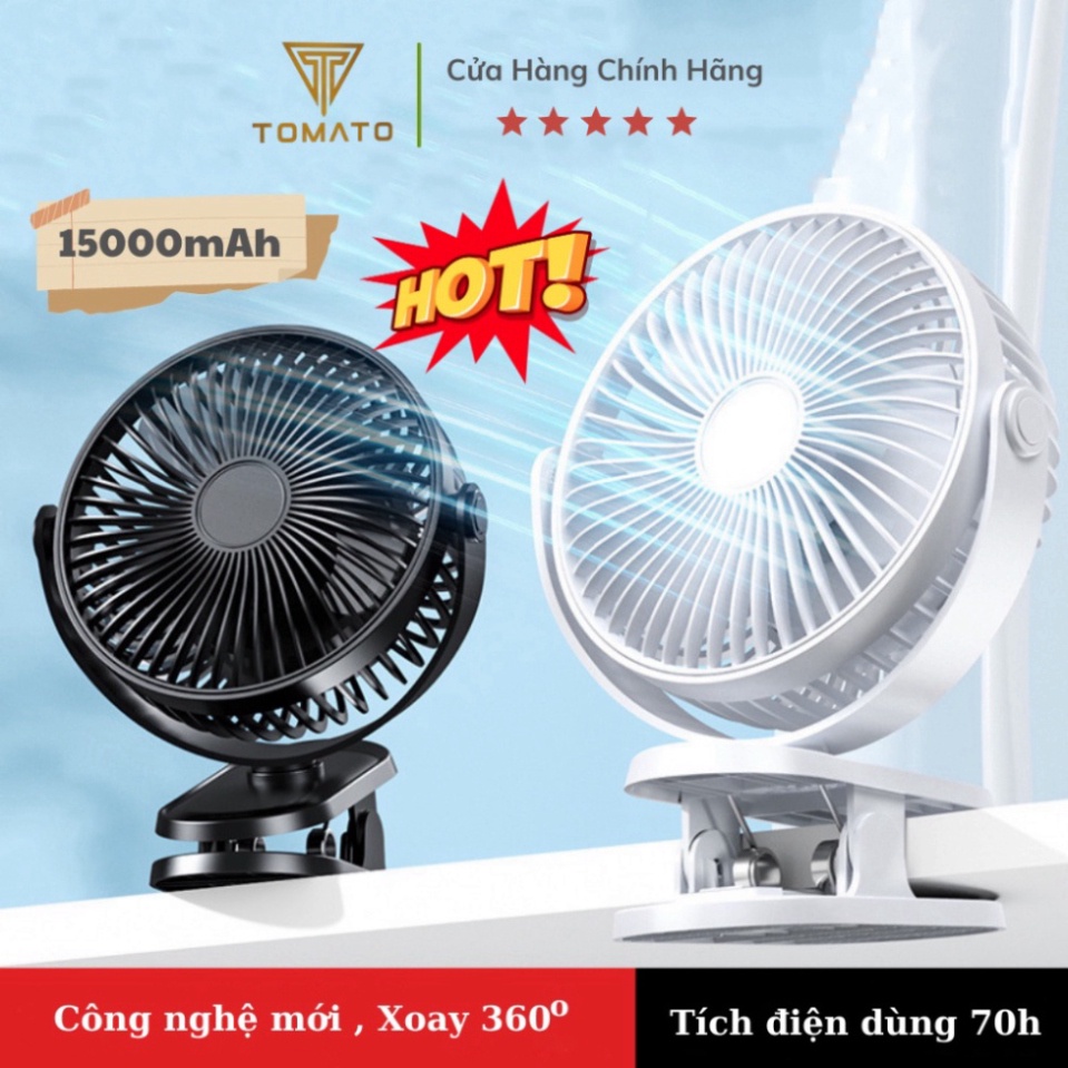 Quạt tích điện 15000mAh,10000mAh Quạt kẹp mini 20h giờ liên tục - Bảo hành 15 tháng