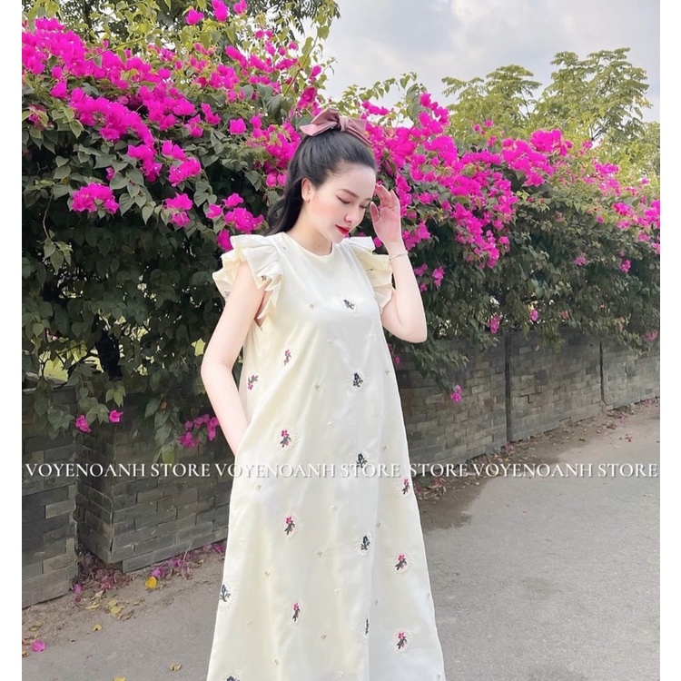 Váy hoa cánh tiên chất đũi lien 2 lớp Bigsize