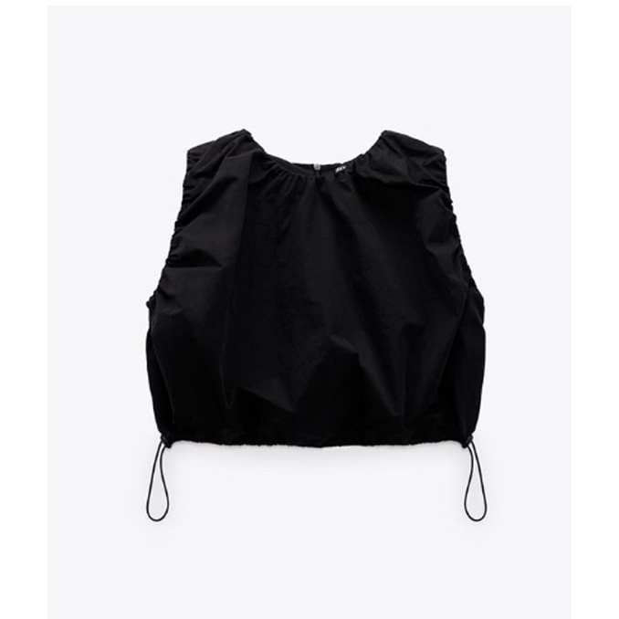 Set áo croptop + chân váy túi hộp màu đen