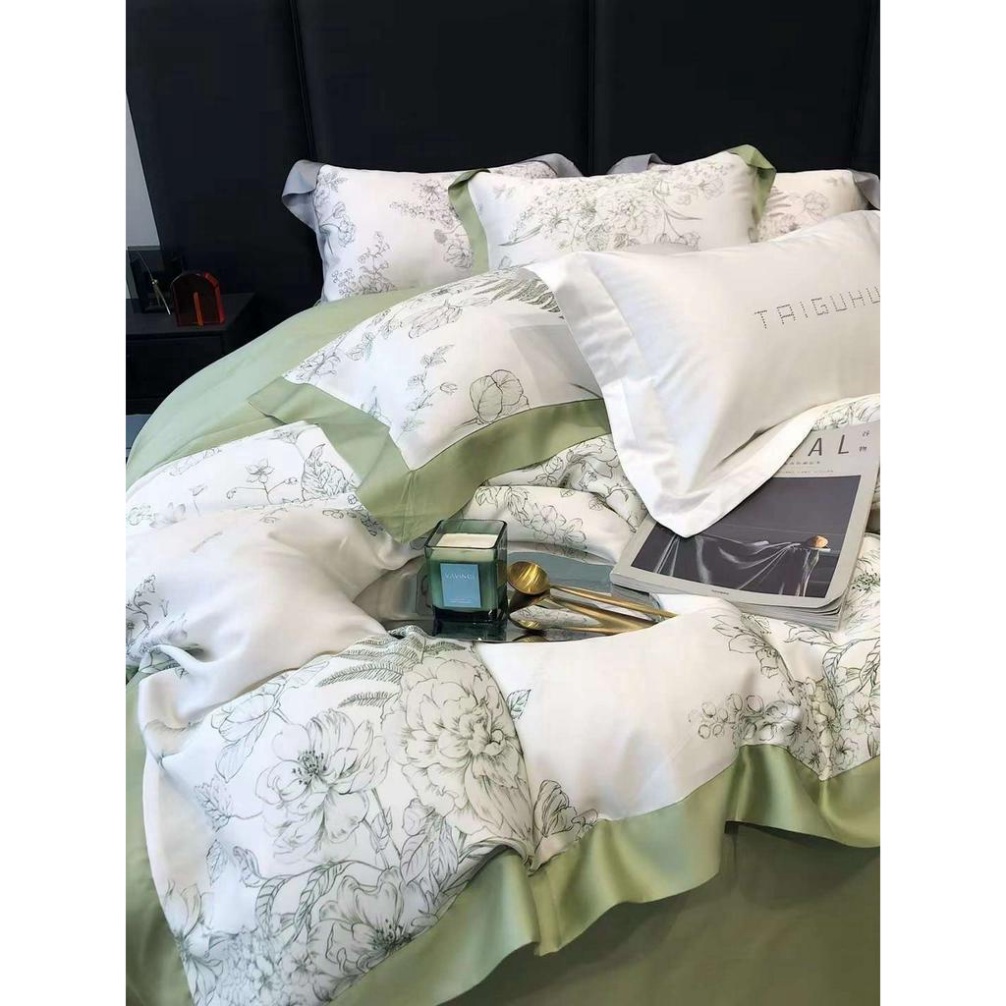 Bộ Chăn Ga Gối Lụa Tencel 80s Hoạ Tiết Hoa Mùa Xuân Nhẹ Nhàng