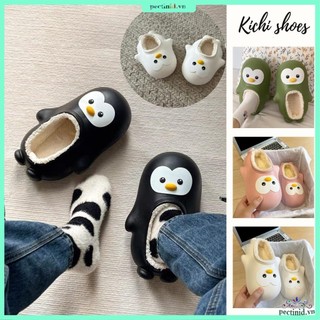 Dép chim cánh cụt cho bé và người lớn lót lông đi ngoài trời dép đi trong nhà chim cánh cụt lót bông siêu ấm mùa
