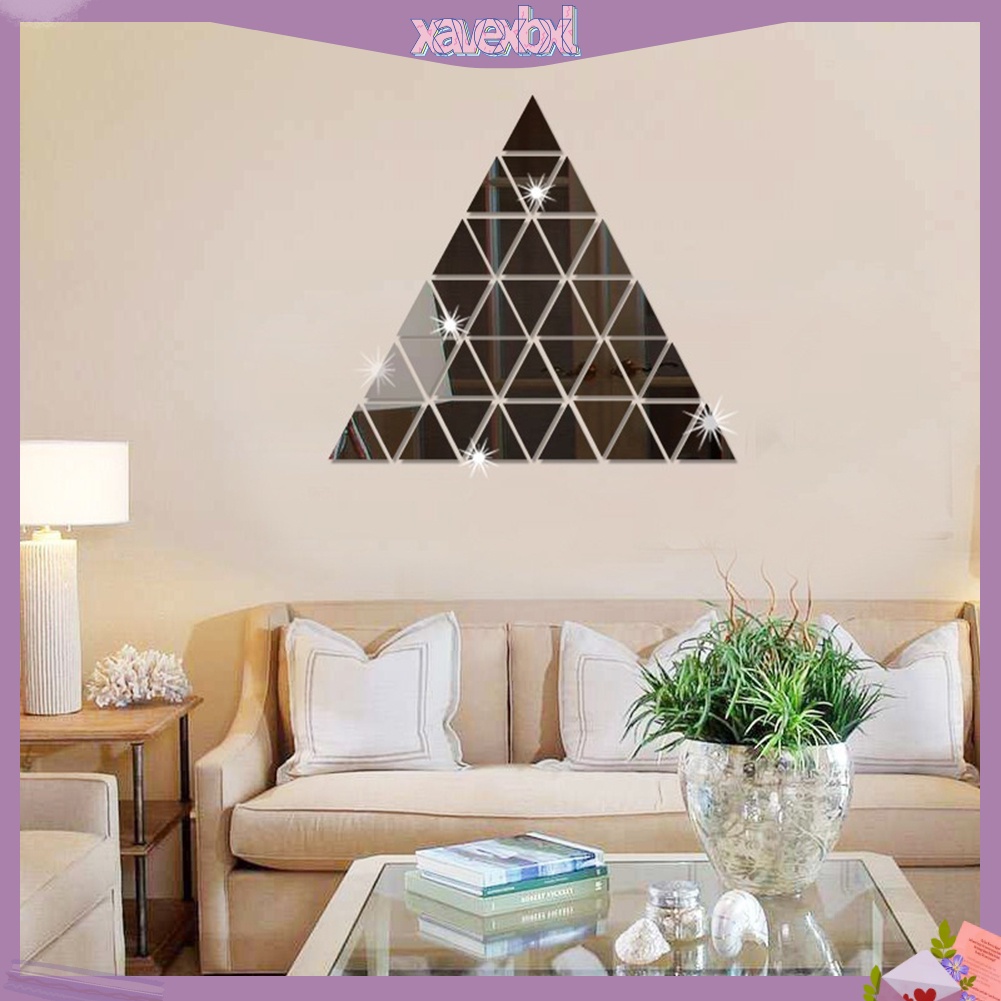 100 Miếng Dán Tường Hiệu Ứng Gương 3D Hình Tam Giác