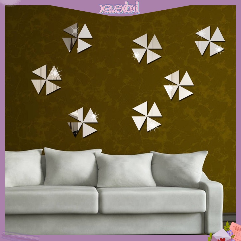 100 Miếng Dán Tường Hiệu Ứng Gương 3D Hình Tam Giác